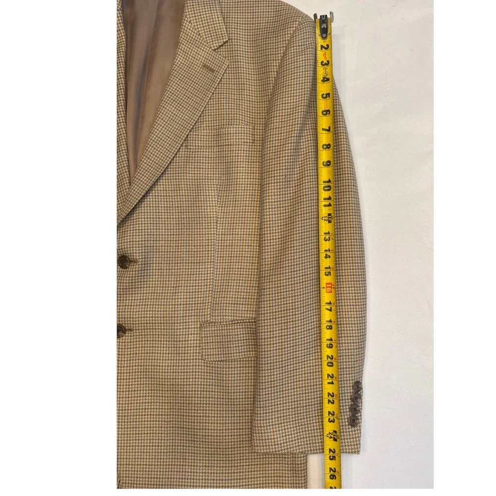 Lauren Ralph Lauren Mens 44R Houndstooth Silk Lined Sport Coat Blazer Tan Brown - Picture 5 of 8